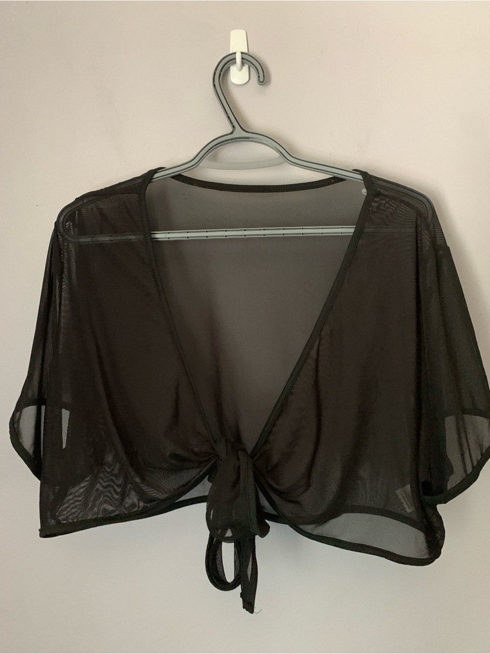 Sheer Black Tie-Front Crop Top Swimsuit Cover up 3XL